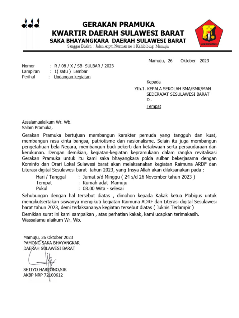 Undangan Kegiatan Raimuna 2023 | PDF