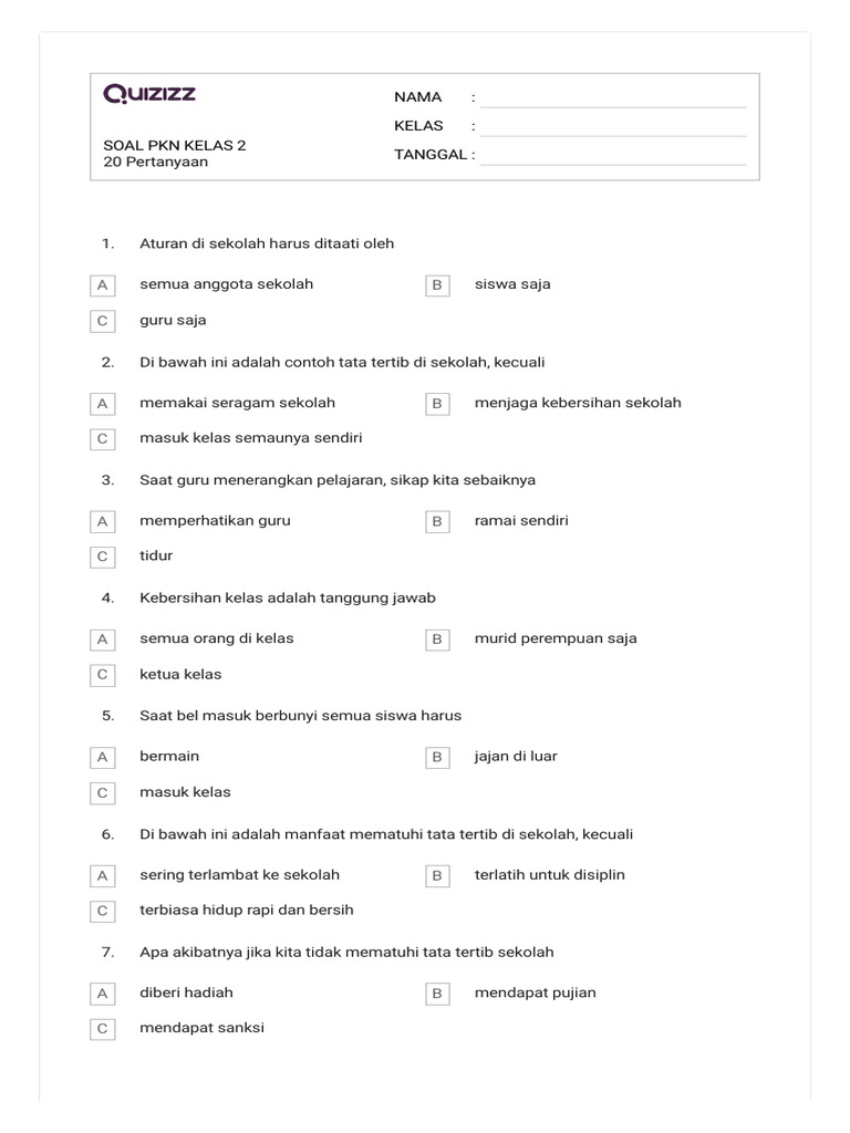 Soal Pkn Kelas 2 Pdf