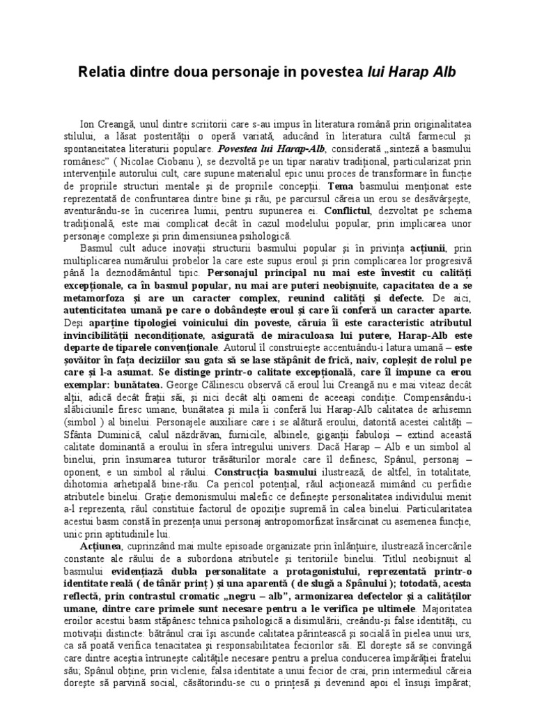 Relatia Dintre Doua Personaje In Povestea