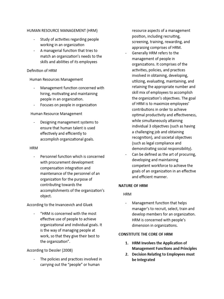 Overview of Human Resource Management | PDF | Human Resource Management ...