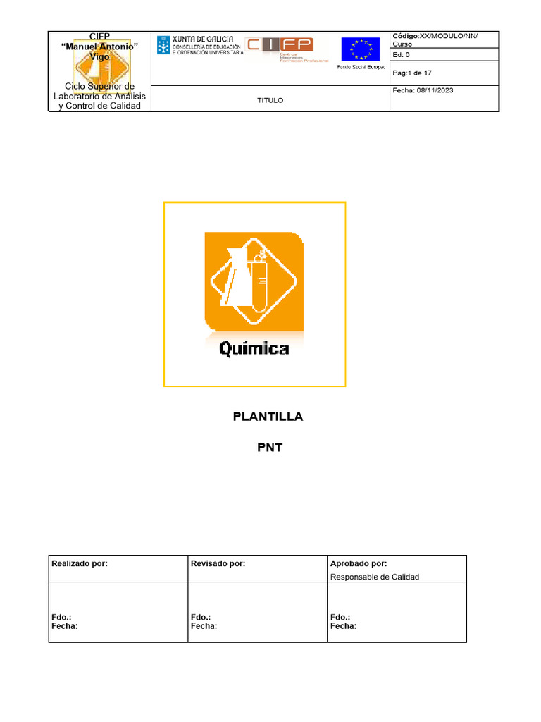 Plantilla PNT-Nova | PDF | Laboratorios | Gestión de la calidad