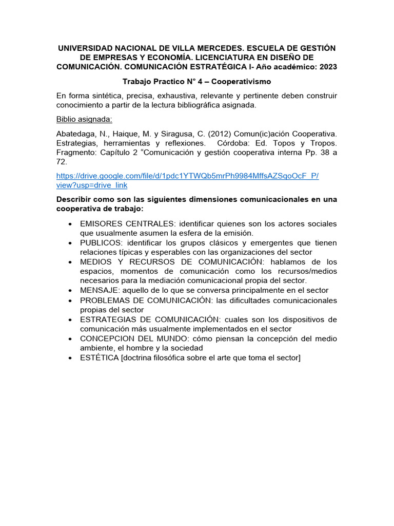 Dimensiones de Comunicación en Cooperativas | PDF