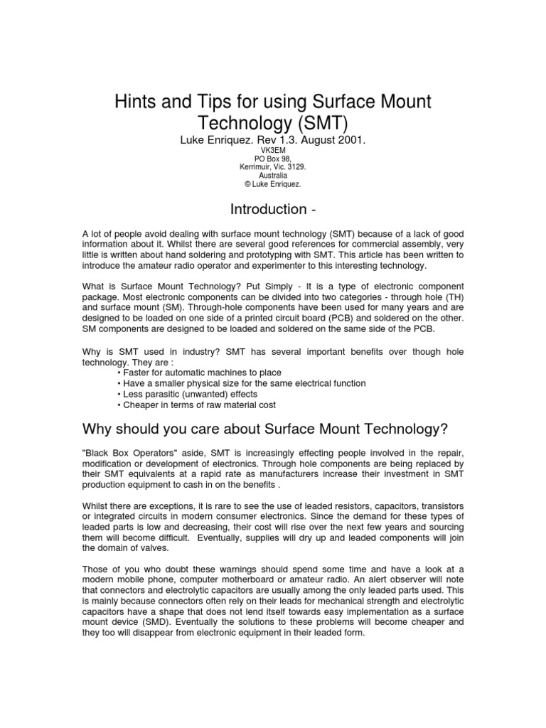 SMT GuideV1 3 | PDF | Printed Circuit Board | Soldering