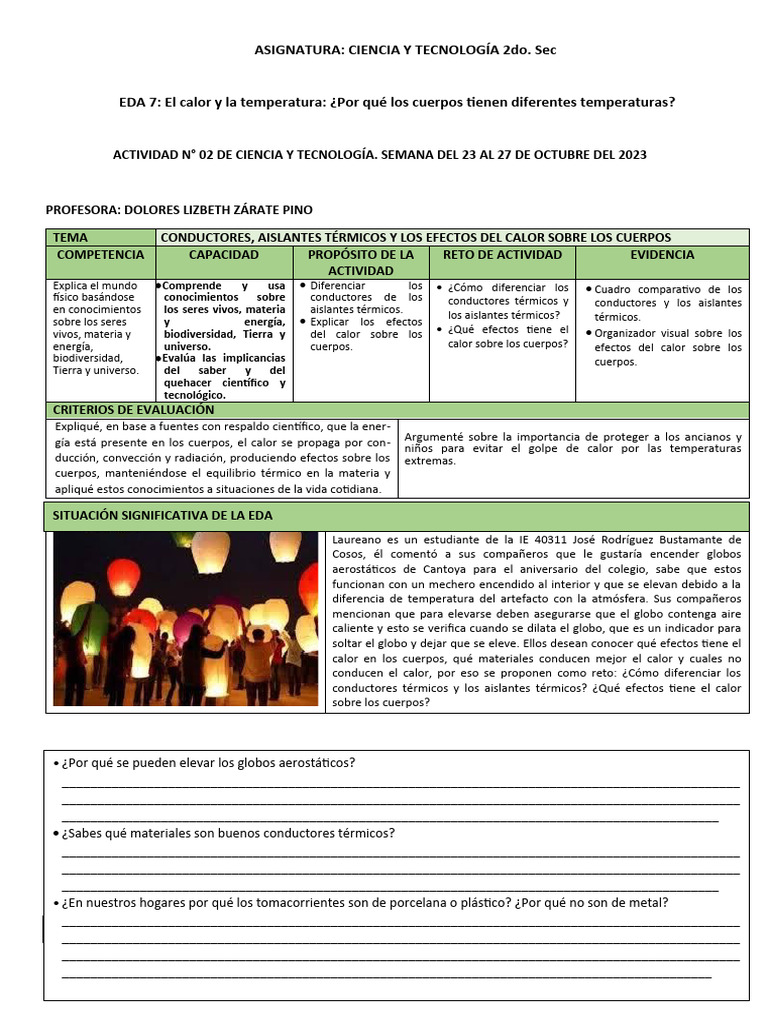 Conductores y Aislantes Térmicos para Niños | PDF | Expansión térmica ...