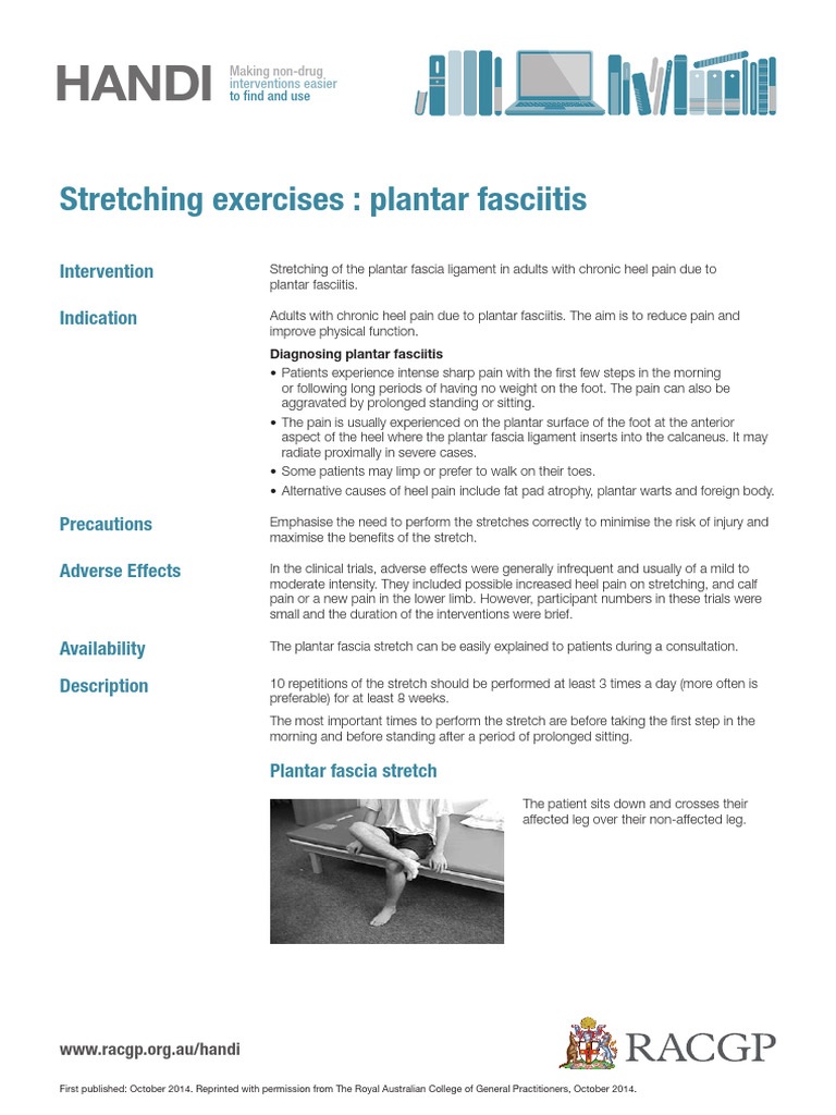 Handi: Stretching Exercises: Plantar Fasciitis | PDF | Foot | Pain