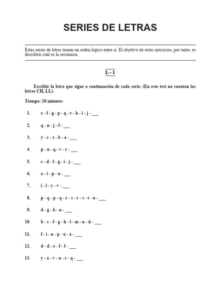 Ejercicios de Secuencias de Letras | PDF | Métodos y materiales de ...