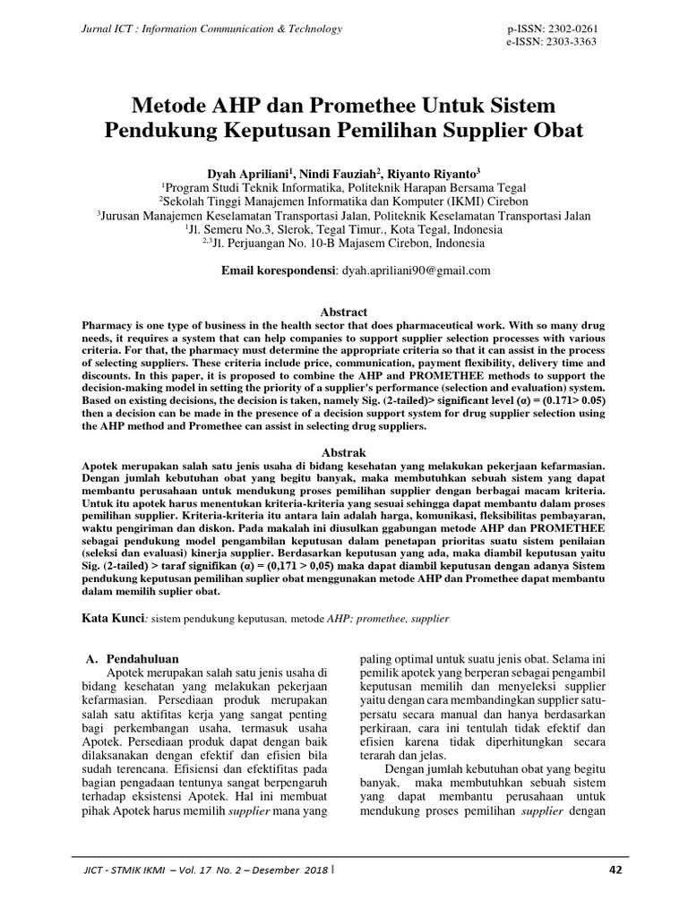 Metode AHP Dan Promethee Untuk Sistem Pendukung Ke | PDF | Bisnis ...