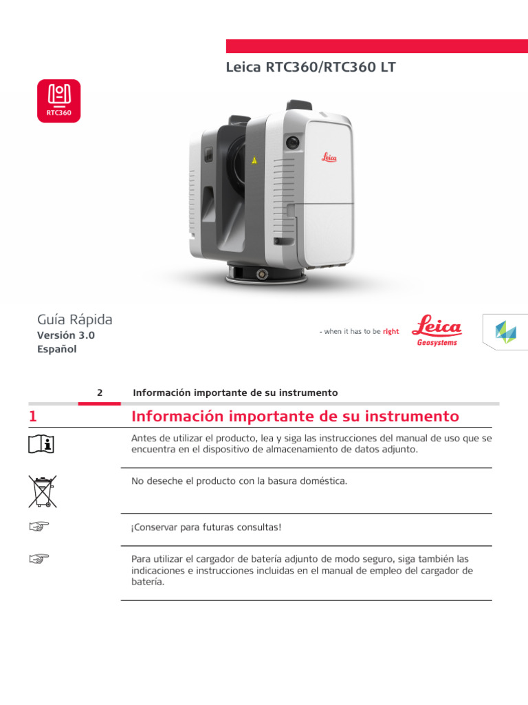 Guía Rápida Leica RTC360/RTC360 LT | PDF | Ingenieria Eléctrica | Láser