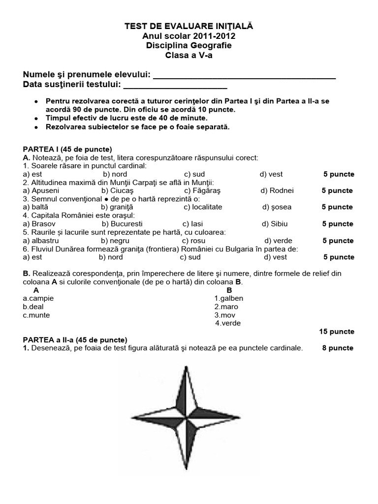 3 Test de Evaluare Initiala 2011 | PDF