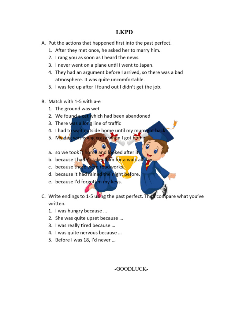 Lkpd past perfect tense pdf