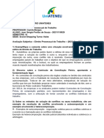 Avaliação Subjetiva - Direito Processual Do Trabalho - (2023.2) - AP1