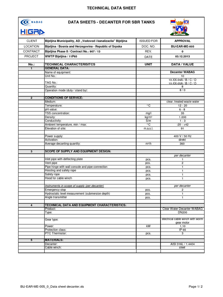Bij ear me 005 0 data sheet decanter pdf equipment physical