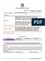 Pre Registration Summary: Declaration To Be Made in The Data Entry Summary Sheet Print Out