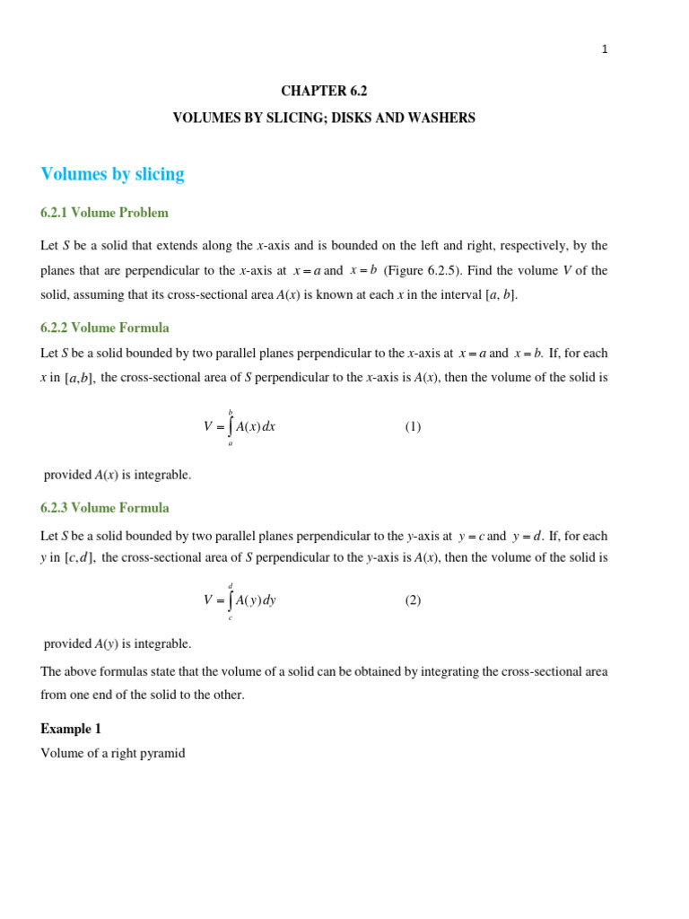 Determining Volumes By Slicing Explanation
