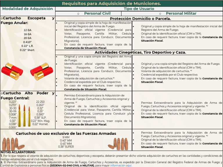 Dcam-I-182 Actualizacion Requisitos Municiones | PDF | Armas de fuego ...