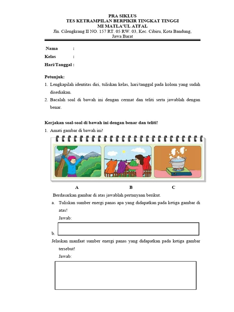 SOAL PRA SIKLUS | PDF