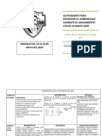 Semanas Del Actividades 18 Al 29 de Mayo 2020 Cuarentena