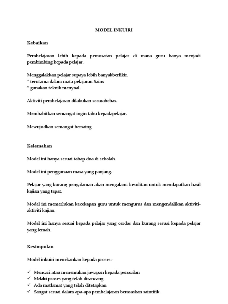 Model Inkuiri Kebaikan Dan Keburukan Model Inkuiri Kebaikan Dan Keburukan