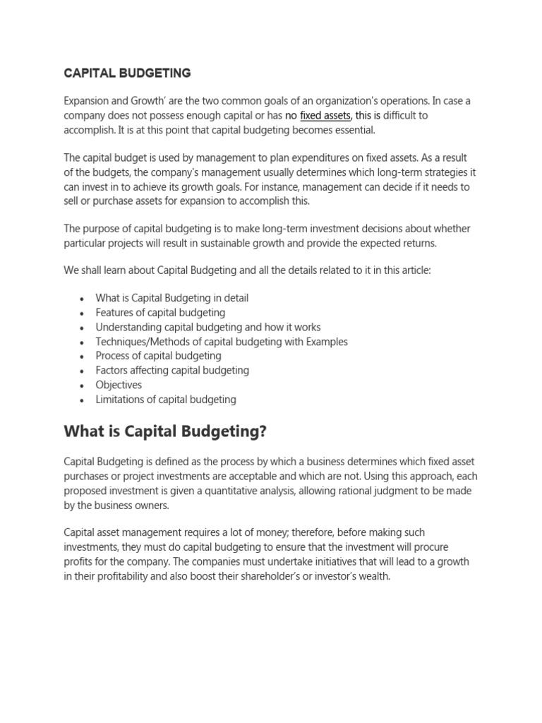CapitalBudgeting (Managerial Accounting) PDF Net Present Value