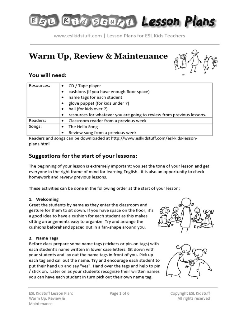 Warm Up Wrap Up Lesson Plan PDF Lesson Plan Classroom