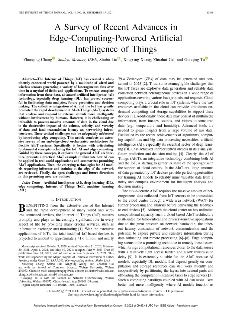 AIoT Edge Computing Advances | PDF | Internet Of Things | Support ...