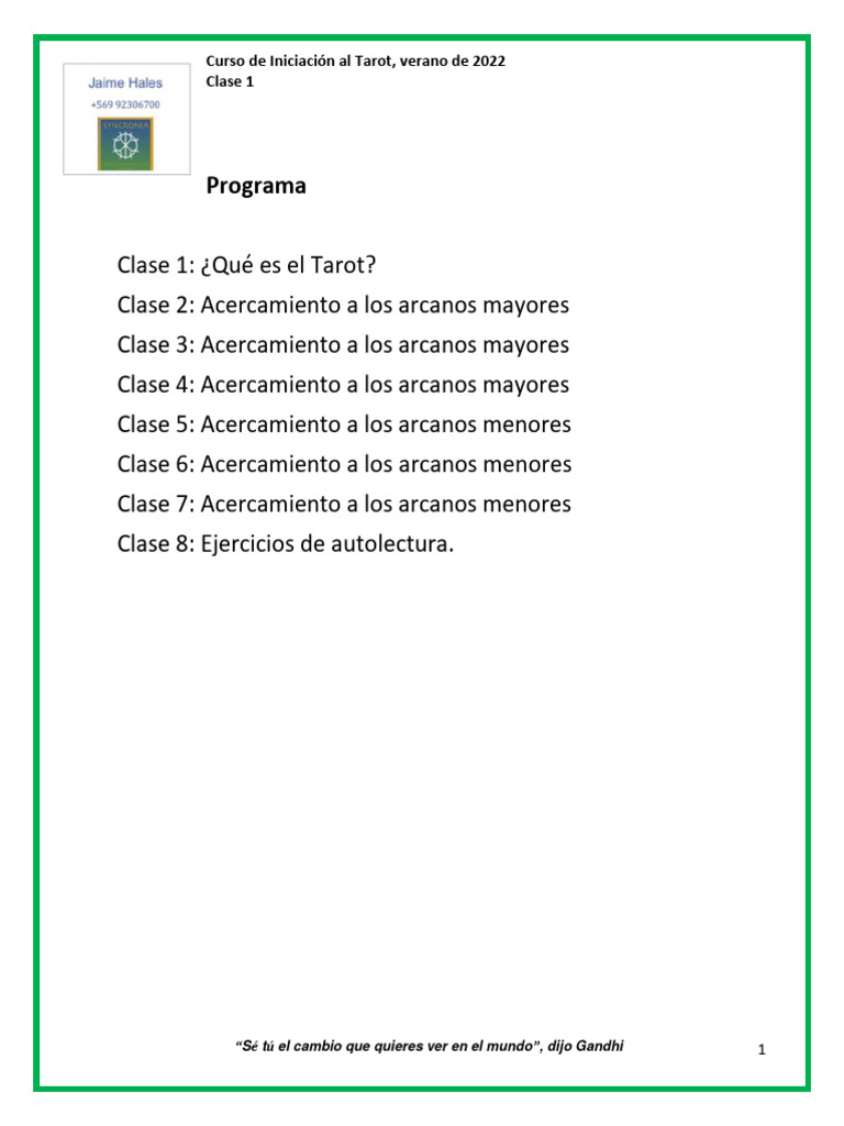 Curso de Tarot: Introducción y Arcanos | PDF | Tarot | Arcanos Mayores