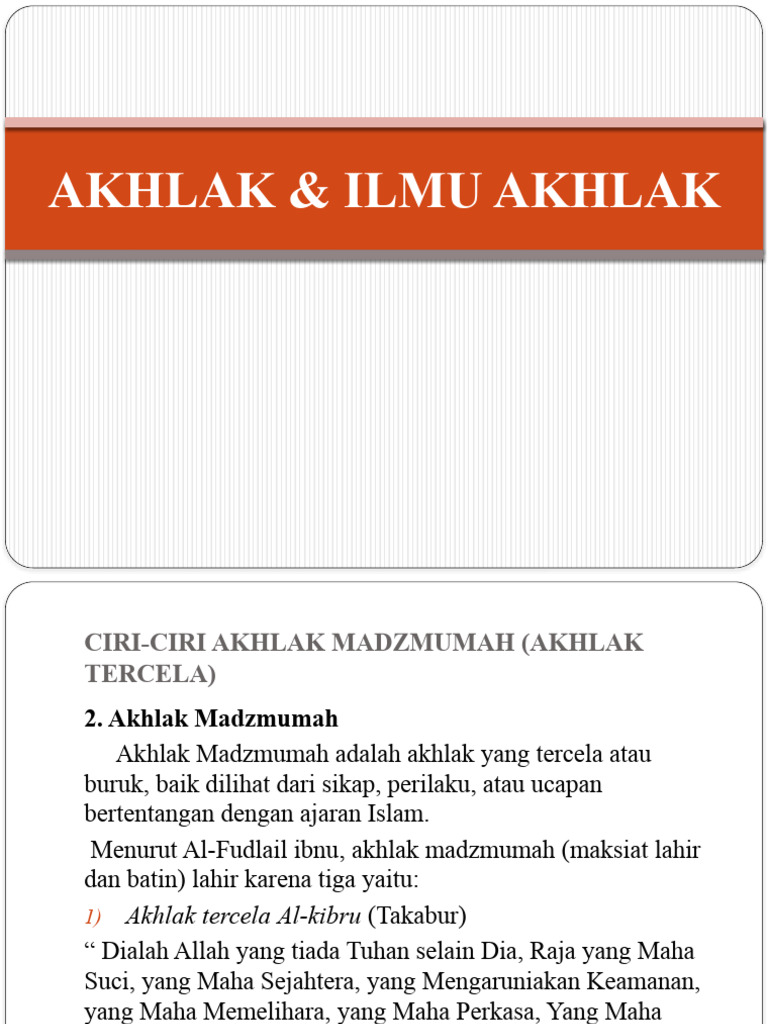 05.pembagian Akhlak Madzmumah | PDF | Hukum