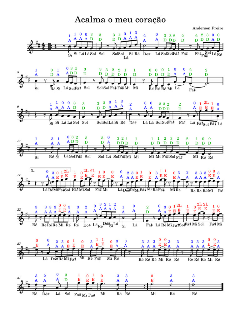 Acalma o Meu Coração (Com Cores) | PDF | Composições musicais | Musicologia