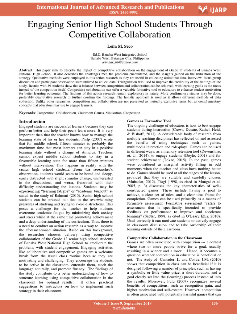 Engaging Students via Competitive Collaboration | PDF | Learning | Teachers