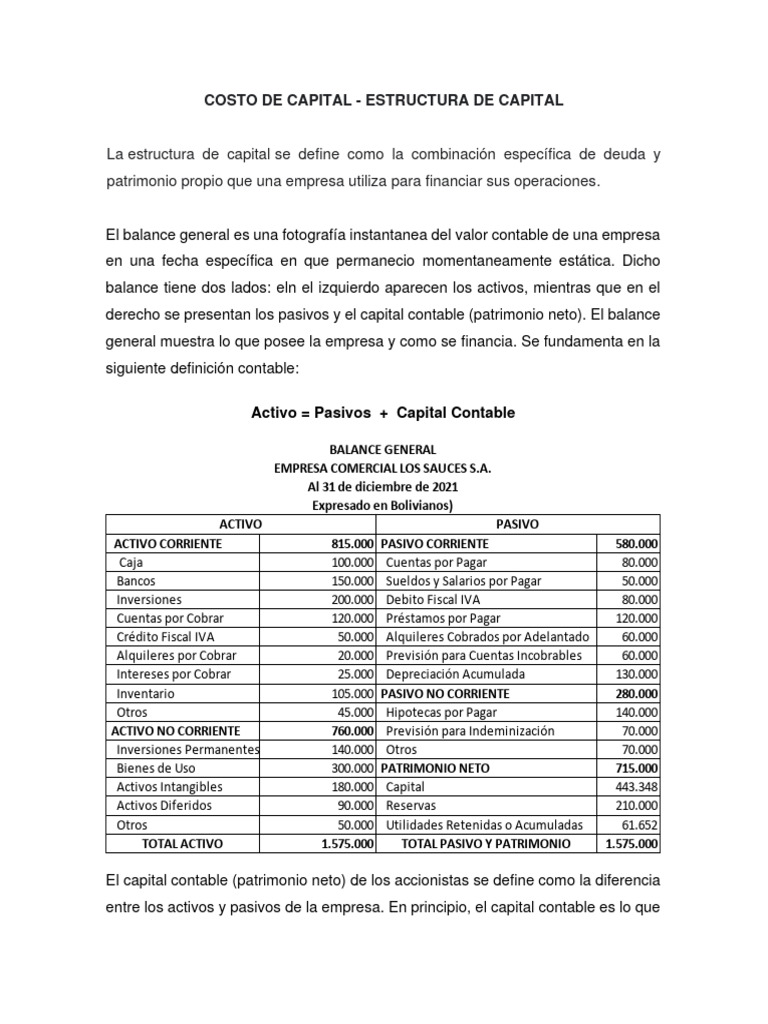 Estructura de Capital y Costo de Capital | PDF | Economias | Economía ...