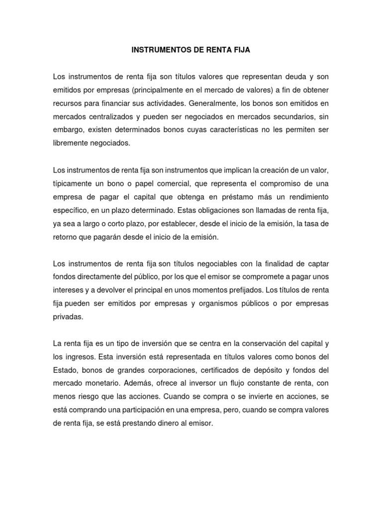 Instrumentos de Renta Fija | PDF | Renta Fija | Interés