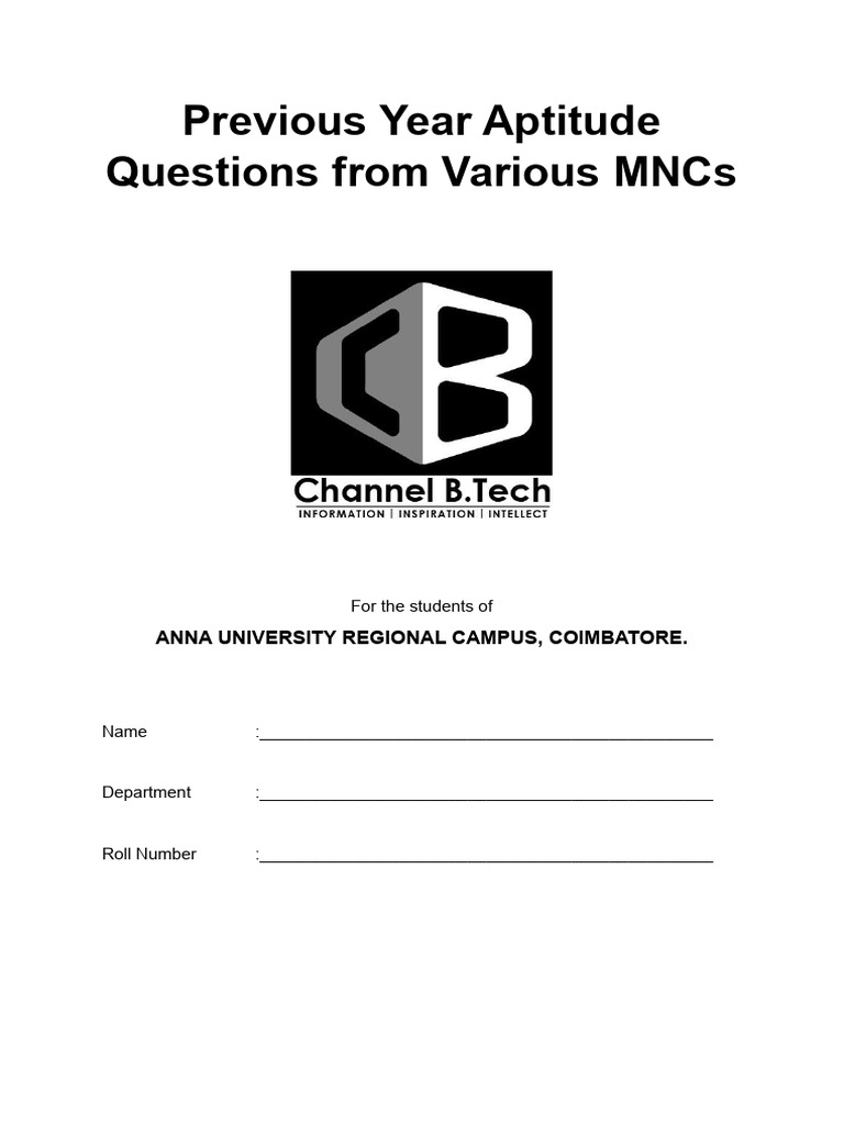 Cognizant Previous Year Aptitude Questions
