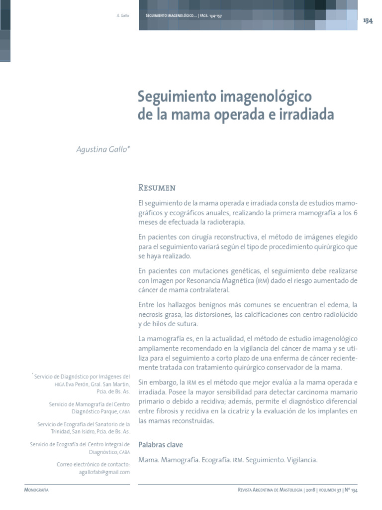 Seguimiento Imagenológico de Mama Operada | PDF | Cáncer de mama ...
