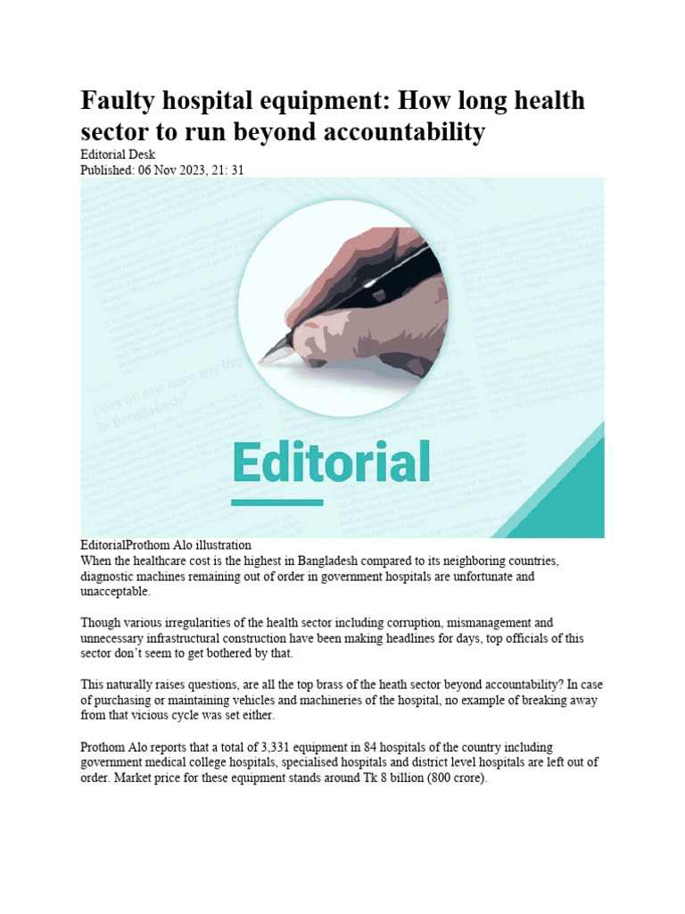 Faulty Hospital Equipment PDF Hospital Health Care