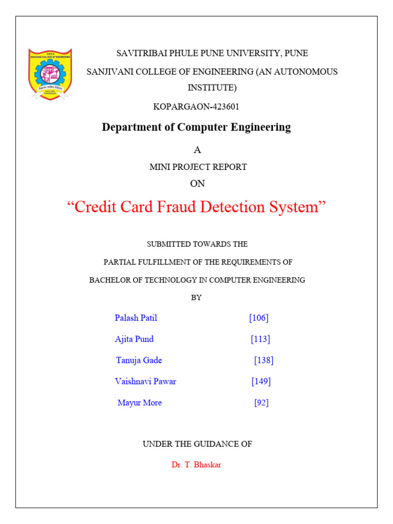Credit Card Fraud Detection System Report | PDF | Machine Learning ...