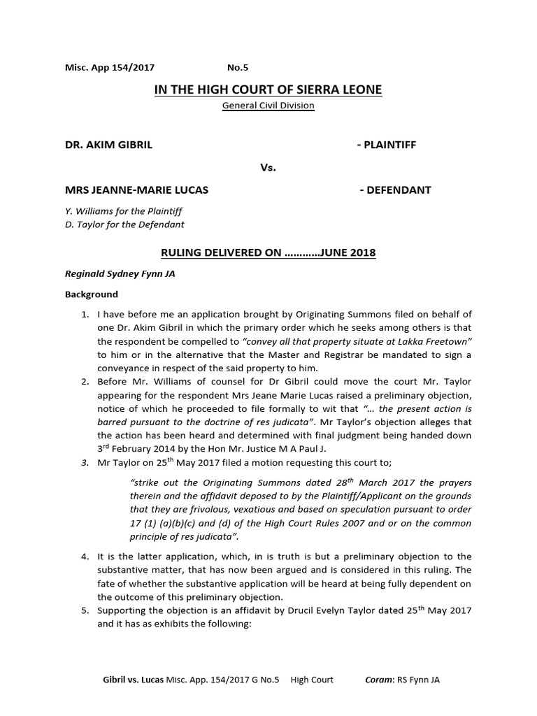 Gibril v. Lucas: Res Judicata Ruling | PDF | Res Judicata | Lawsuit