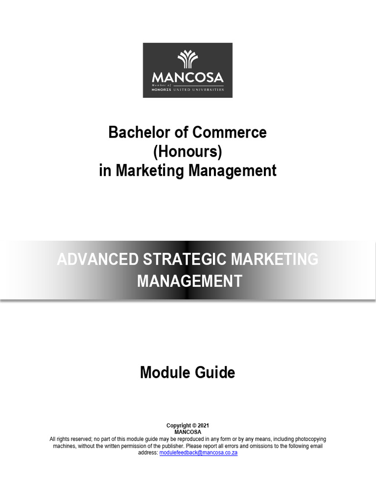 HONS MM Advanced Strategic Marketing Management PDF