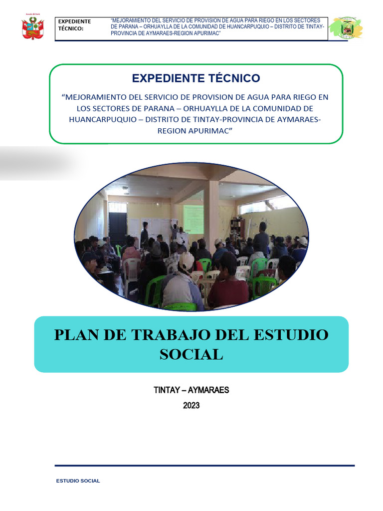 1.0.-Plan de Trabajo Del Estudio Social | PDF | Riego | Infraestructura