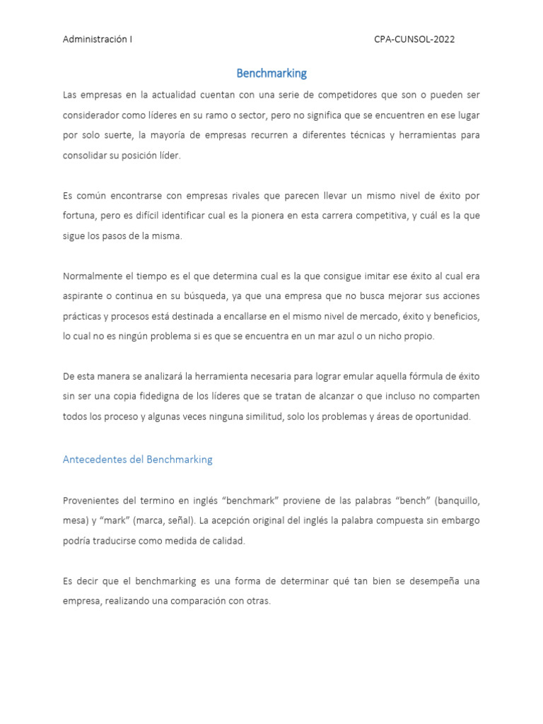 7.2 Benchmarking | PDF | Benchmarking | Business