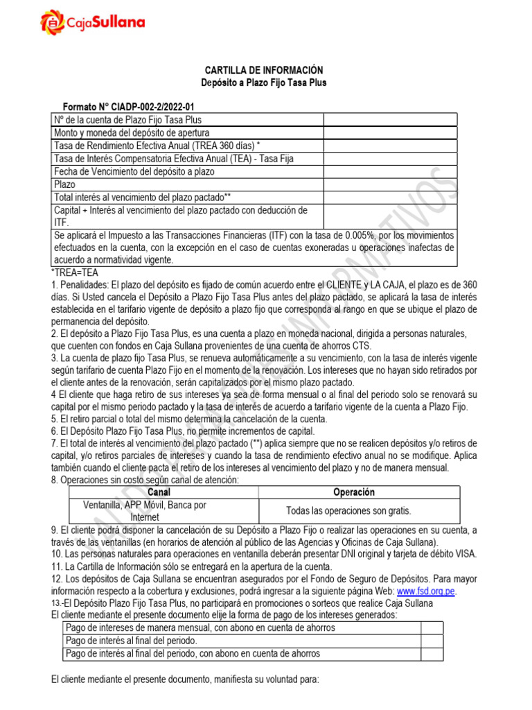 Cartilla de informacion plazo fijo tasa plus descargar gratis pdf