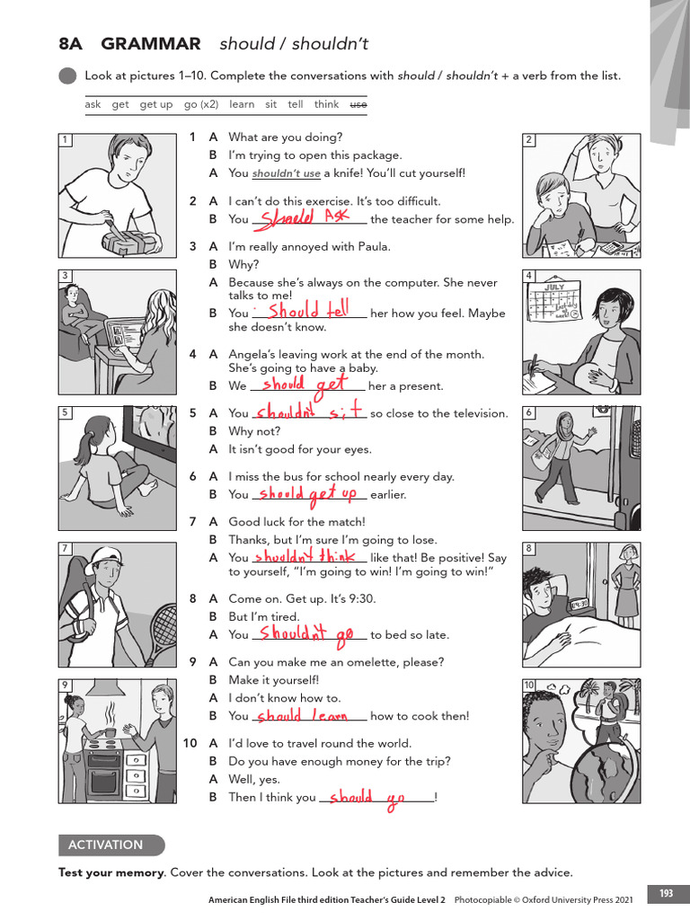 AEF3e Level 2 TG PCM Grammar 8A | PDF