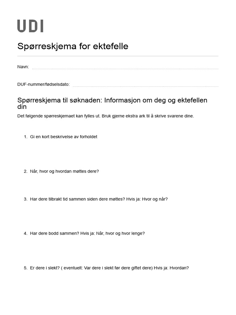 Forhold Spørreskjema