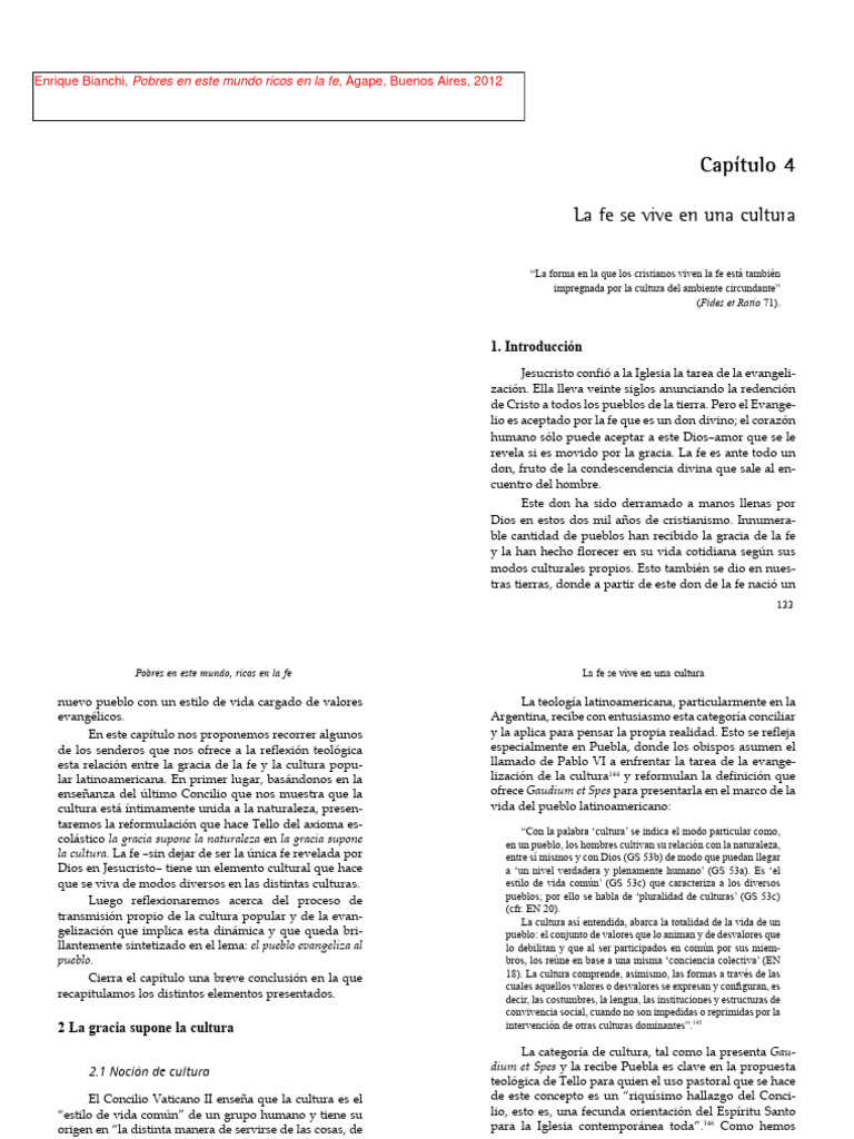 7 2 la fe se vive en una cultura bianchi descargar gratis pdf