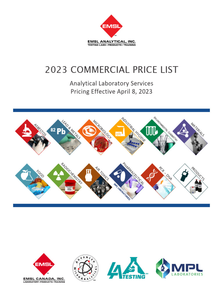 EMSL Commercial Lab Services Guide PDF Laboratories Microscope