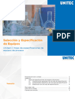 Unidad 2 Hojas de Especificaciones de Equipos de Proceso