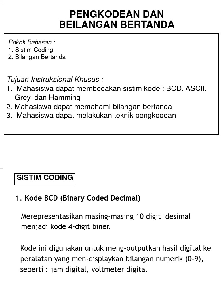 Pengkodean Bilangan dan Coding BCD | PDF