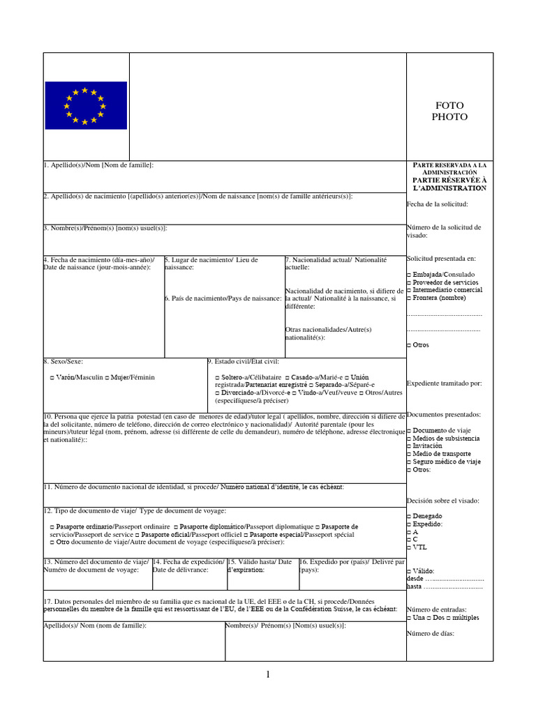 Formulario De Solicitud De Visa Espa a PDF Privacidad Documento