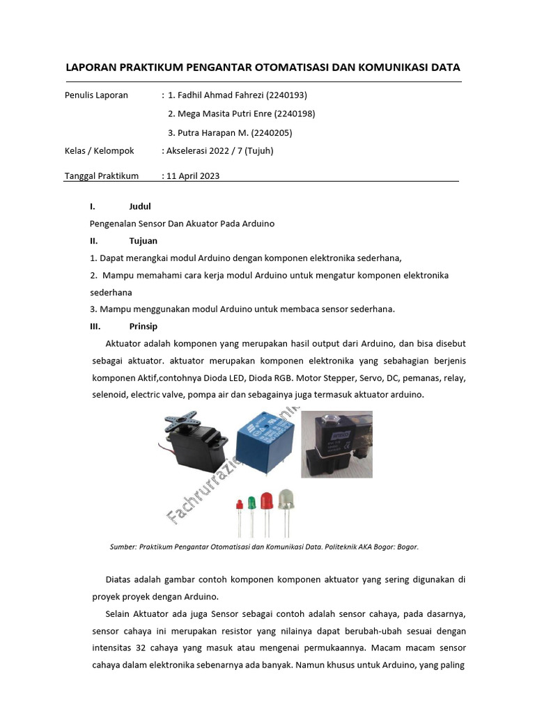 Praktikum Sensor dan Aktuator Arduino | PDF | Teknologi & Rekayasa