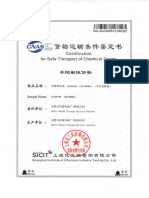 Certificate of Safe Transport Example