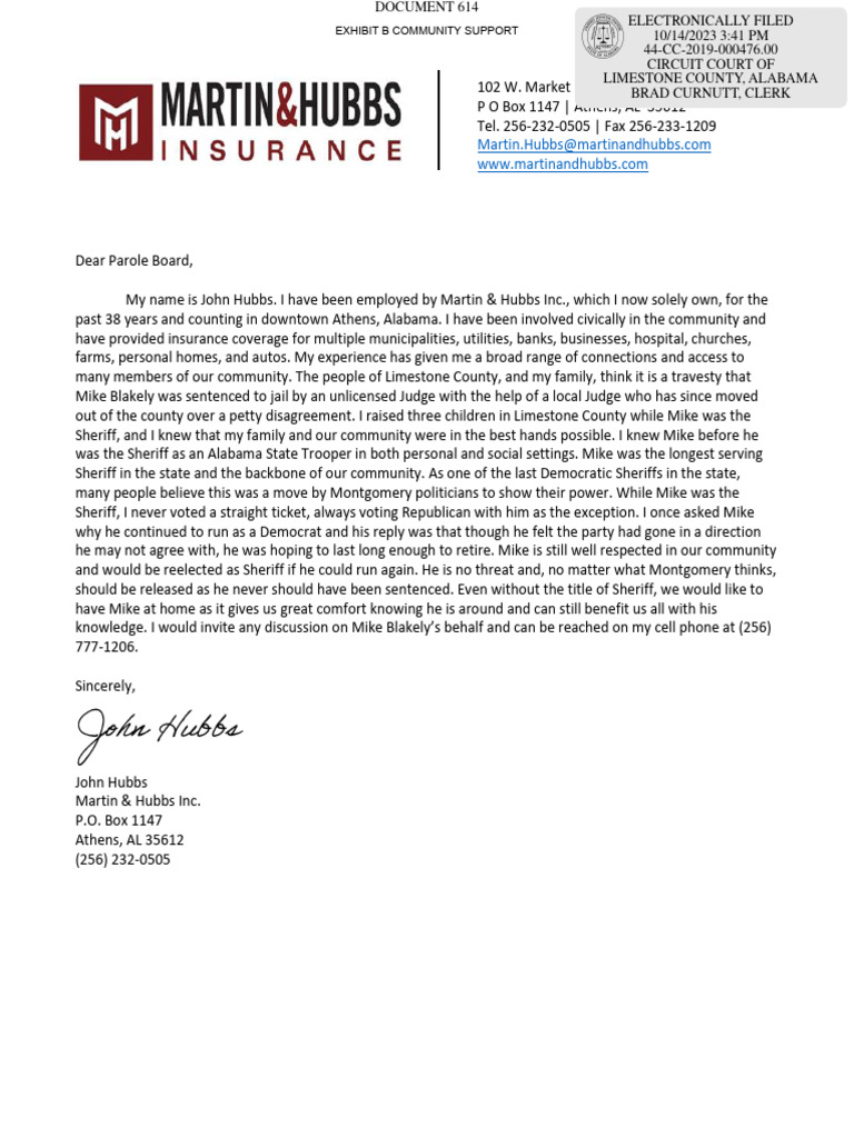 Mike Blakely Letters On Community Support | PDF | Parole | Arrest